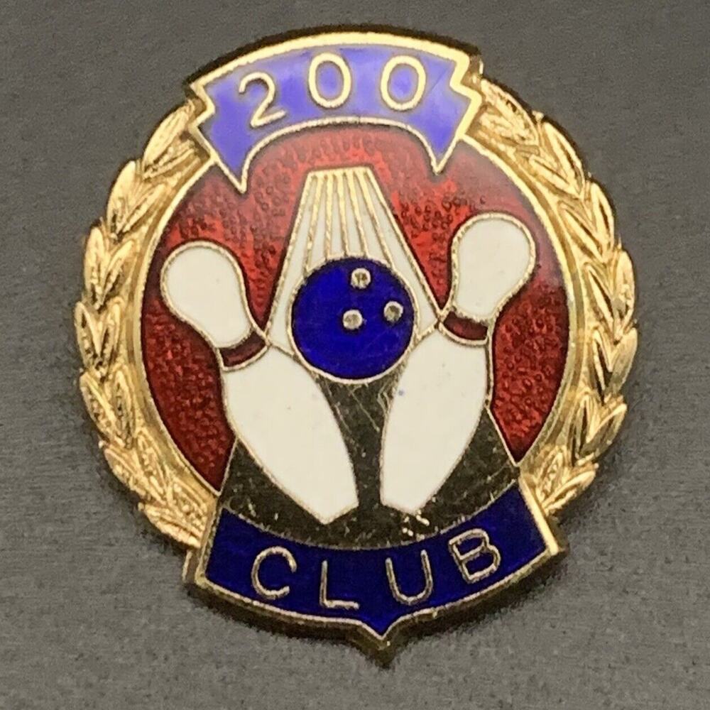 Vintage 200 Club Collectible Bowling Sports Enamel Lapel Pin Made In Japan